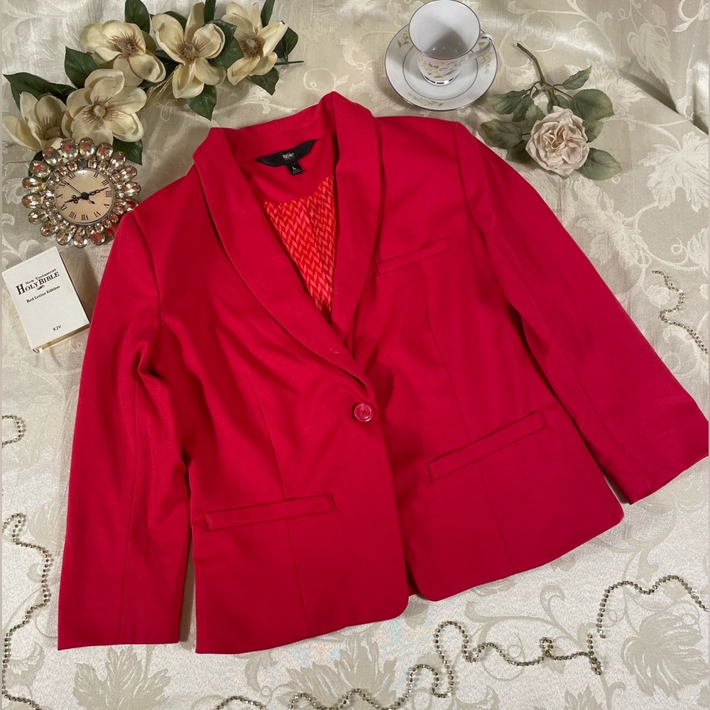 Women’s Massimo Red Blazer Ladies Formal Casual Business Suit Jacket Coat Size L